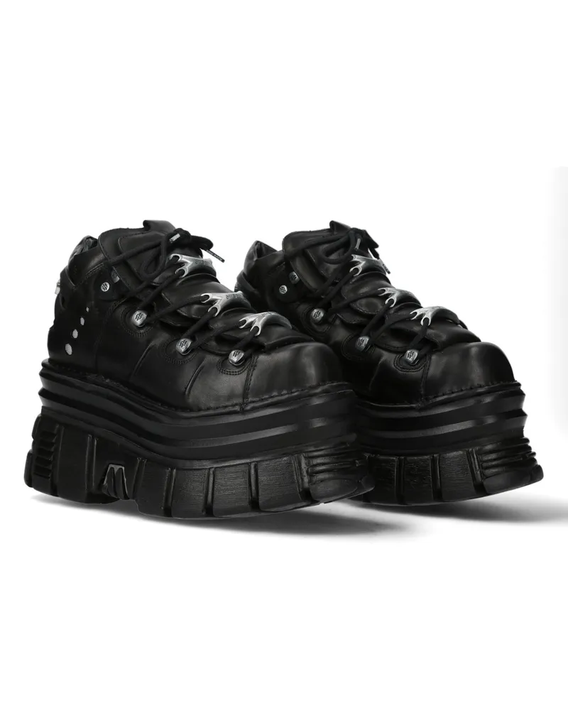 New Rock M-106-C178 Schwarze Tower Gothic Punk Chunky Stiefeletten Schwarz