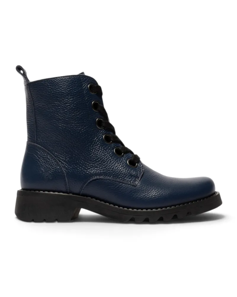 Fly London Damen Schnür-Stiefeletten aus Leder mit Absatz in Marineblau - RAMY488 Marineblau