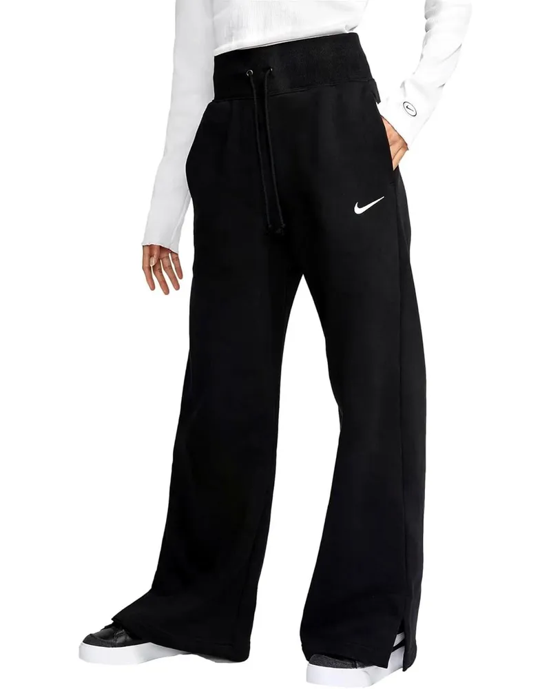 Nike Phoenix Fleece-Jogginghose für Damen mit weitem Bein in Schwarz Schwarz