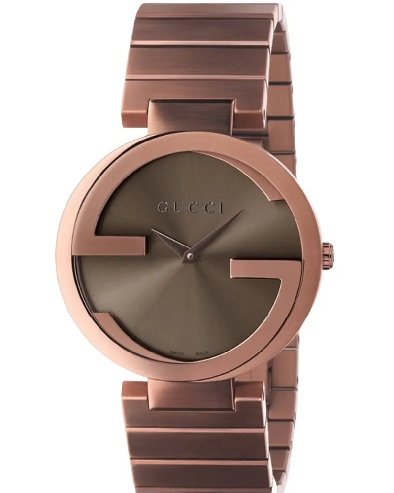 Gucci YA133317 Interlocking Braunes Zifferblatt Unisex-Uhr Braun