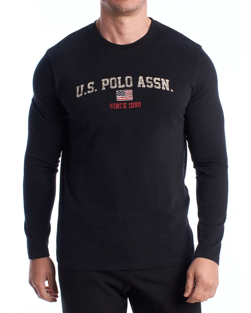 U.S. Polo Assn.  Herren-Baumwoll-Langarmshirt US42168012 Schwarz