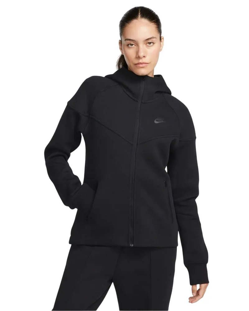 Nike Windrunner" Hoodie mit durchgehendem Reißverschluss für Damen, Fleece (Schwarz Schwarz