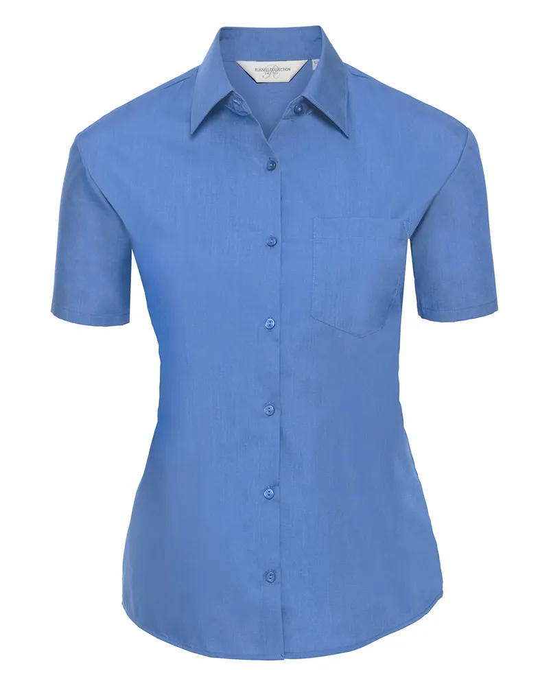 Russell Athletic Russell Collection - "Classic" Hemd Pflegeleicht für Damen kurzärmlig (Business-Blau Blau