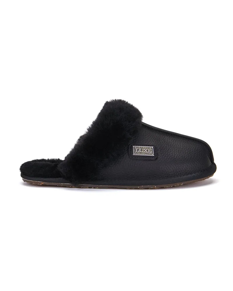 Australia Luxe Geschlossene Mule Crow Hausschuhe Schwarz