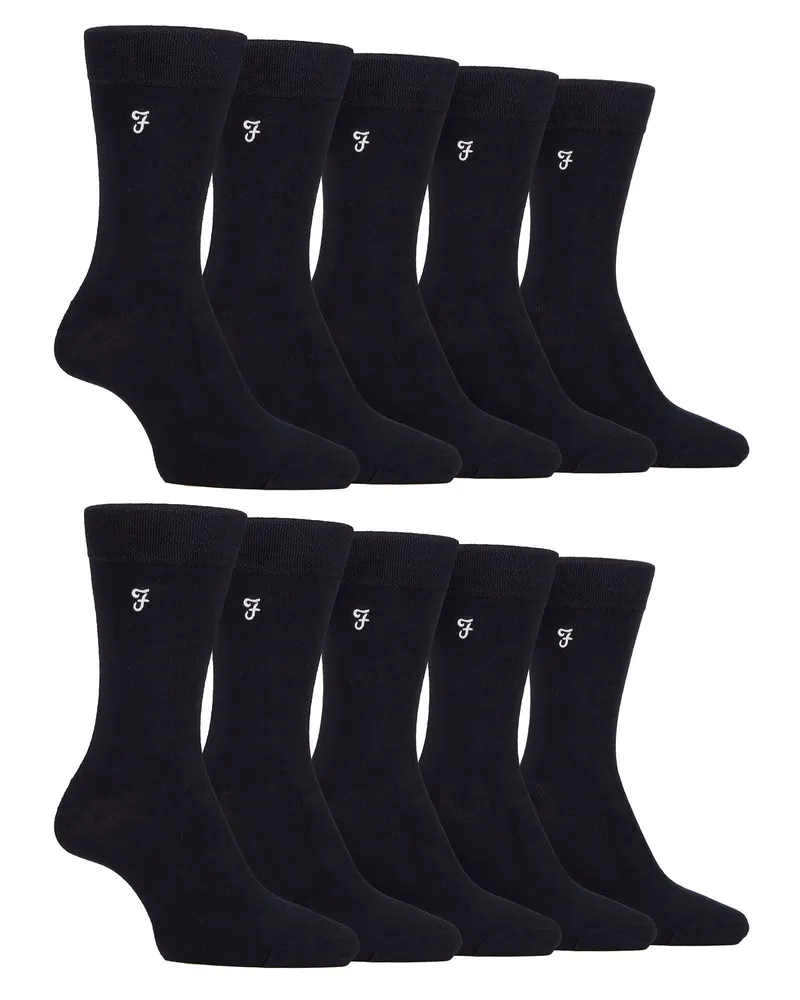 Farah 1920 Herren 10er-Pack Bunte Bambussocken Schwarz