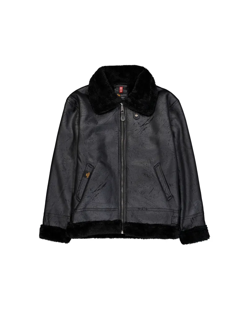 Alpha Industries B-3 Faux Leather Bomber Jacket Schwarz