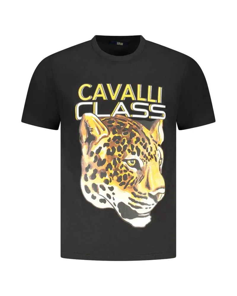 Roberto Cavalli Schwarzes Baumwoll T-Shirt für Herren Schwarz
