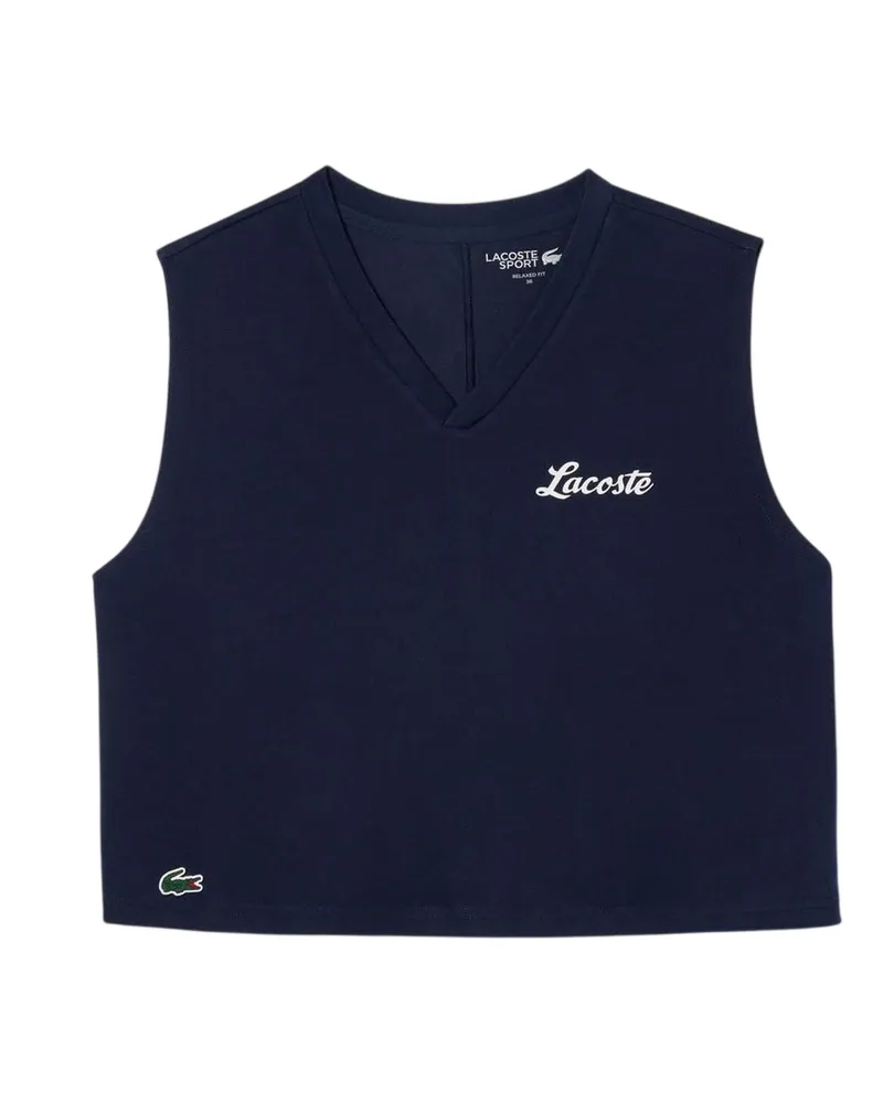Lacoste Sport" Kurzes Top für Damen, leger, Ärmellos (Blau Blau