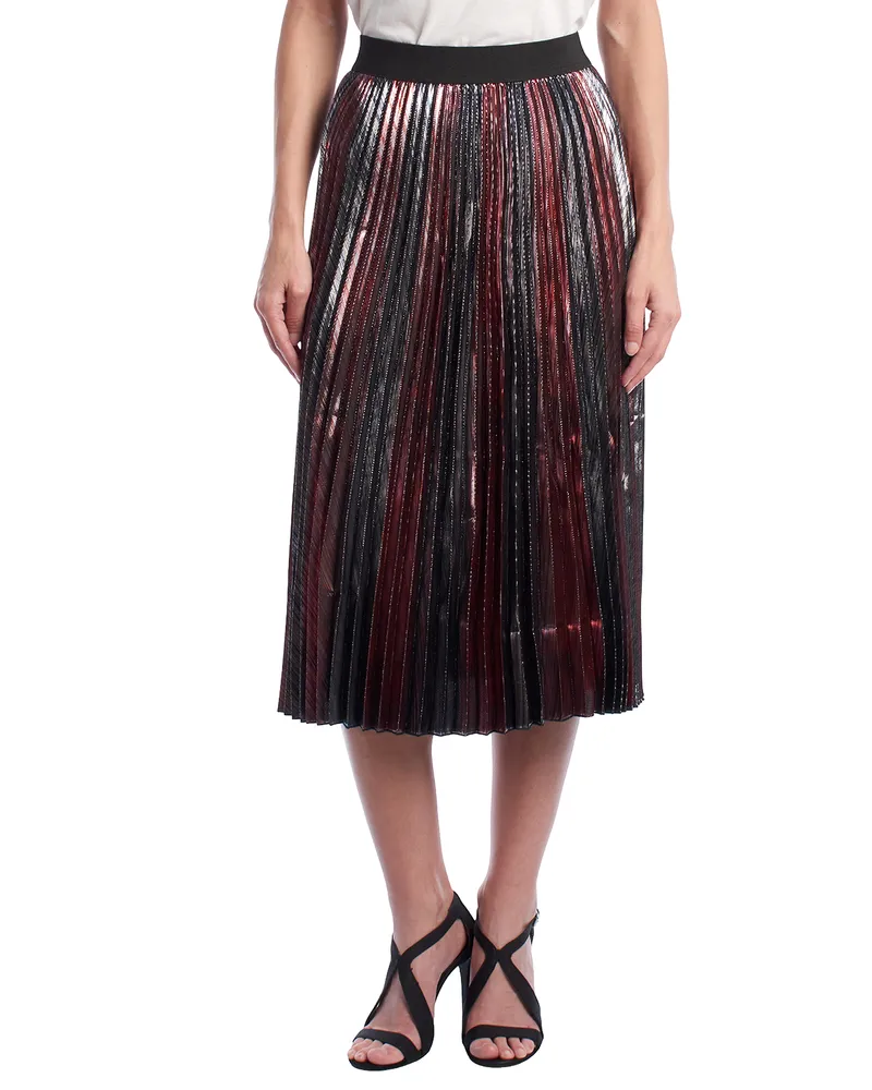 Zadig & Voltaire Damen Metallic Plissee Midirock WJCP312F Mehrfarbig