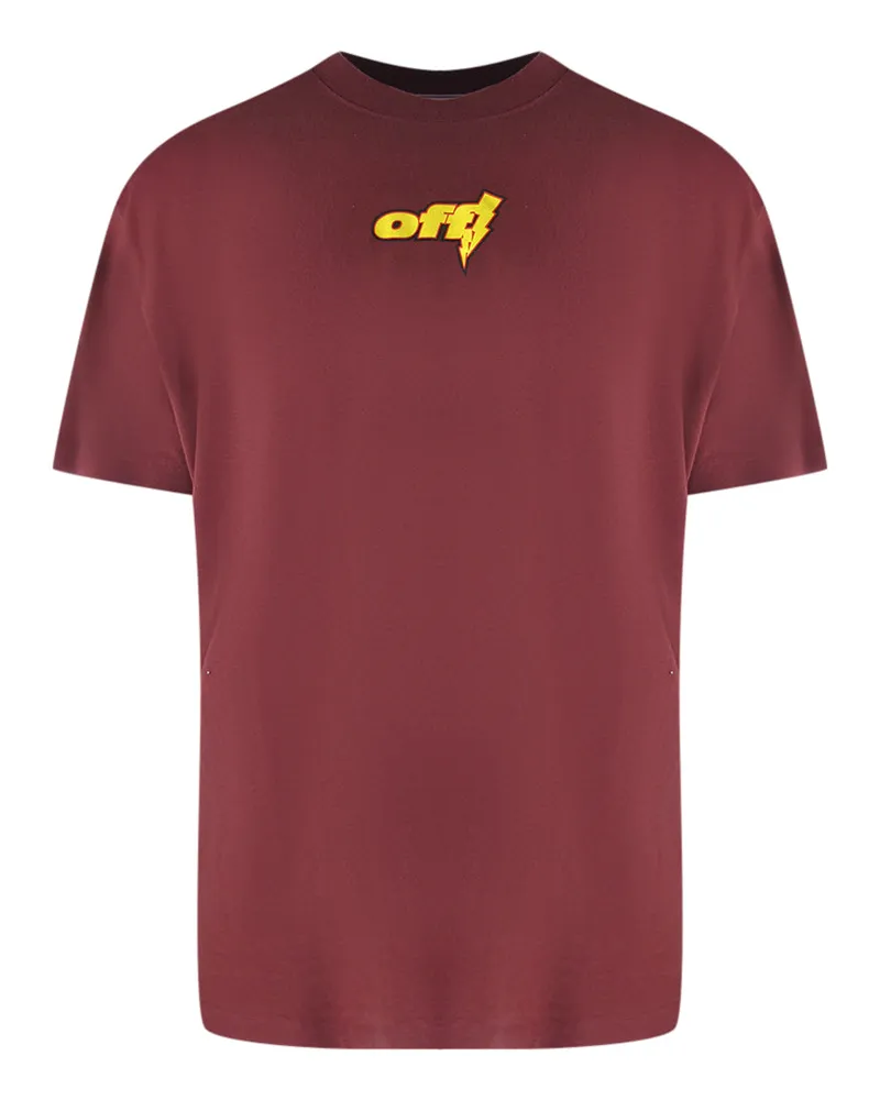 OFF-WHITE Thunder Stable T-Shirt in Burgunderrot mit übergroßer Passform Rot