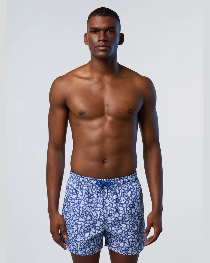 North Sails Badeshorts Grafischer Druck Blau