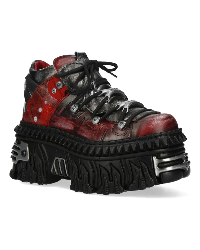 New Rock M-WALL106N-C17 Rot Silber Leder Gothic Urban Rock Stiefeletten Rot