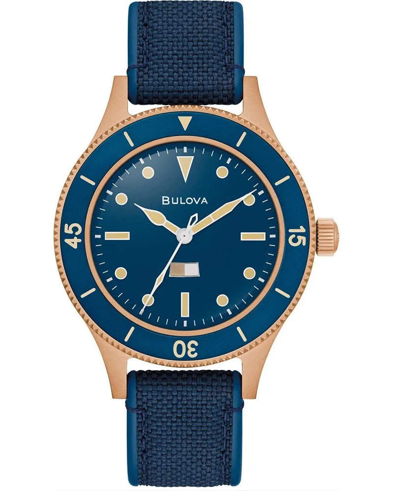 BULOVA Archive Series Mil Ships 150th Anniversary Edition Blau Herren Armbanduhr 98A325 Blau