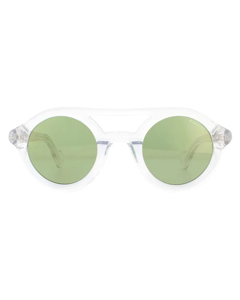 Moncler Runde Unisex Kristallgrüne Spiegelsonnenbrille Transparent