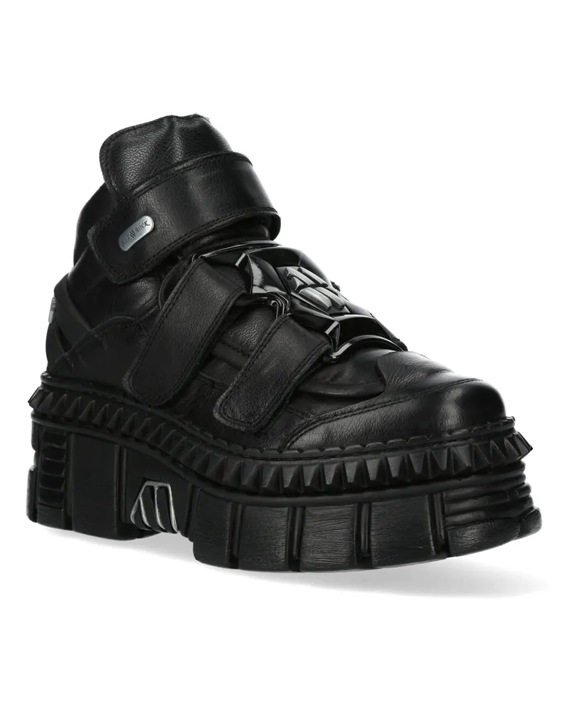 New Rock Metallic-Stiefeletten aus Leder-WALL285-S3 Schwarz