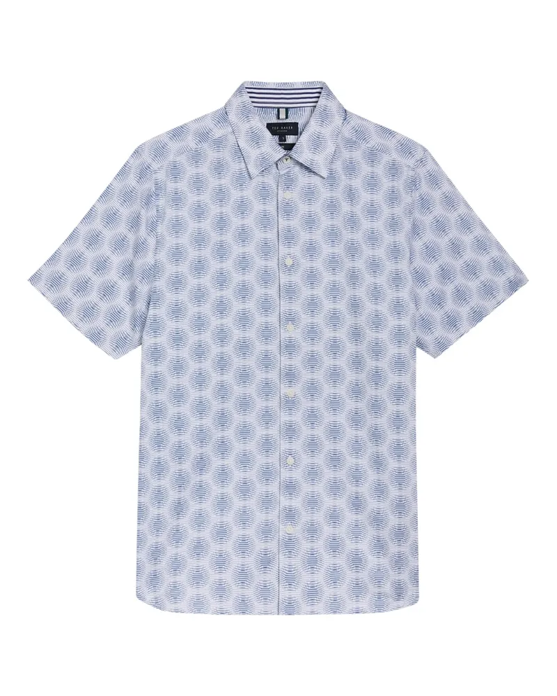 Ted Baker Pearsho Kurzarmhemd Mit Kreis-geometrie, Weiß Hellblau