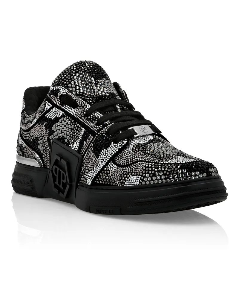 Philipp Plein Low-Top Turnschuhe Camouflage Schwarz