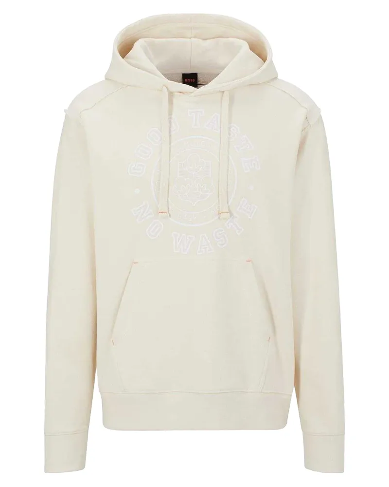 HUGO BOSS Kapuzenpullover für Herren, Raglanärmel, Athletisch (Weiß Weiß