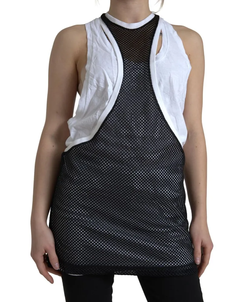 Dsquared2 Mesh-Panel Ärmelloses Top Tsh84041 Weiß