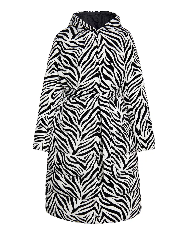 FAINA Langer Steppmantel Damen Weiss Zebra Weiß