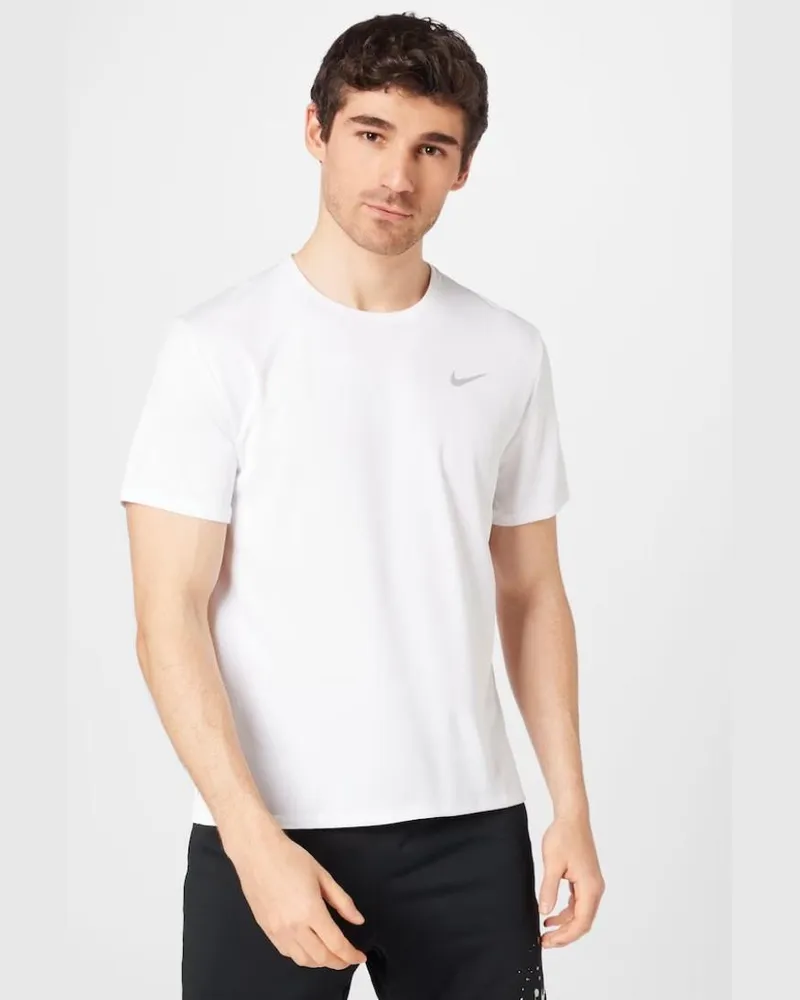 Nike Dri Fit Herren Miler Kurzarm-T-Shirt in Weiß Weiß