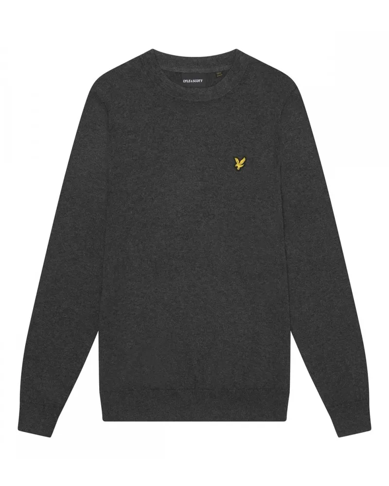 Lyle & Scott Rundhalspullover aus Baumwollmerinowolle in Grau Anthrazit