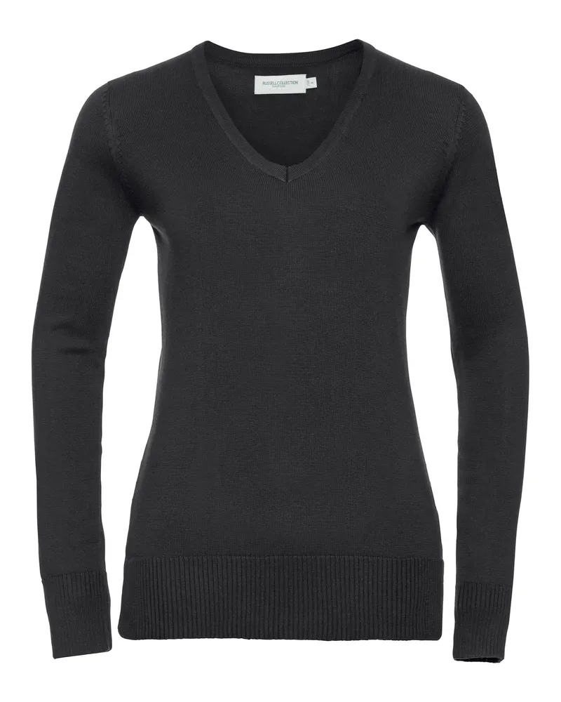 Russell Athletic Russell Collection Damen/Damen V-Ausschnitt gestrickt Pullover Sweatshirt (Schwarz Schwarz