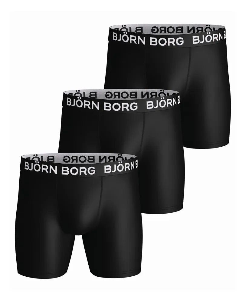 Björn Borg Björn Borg - 3er Pack Herren Performance Boxershorts | Sport Unterwäsche Shorts - Schwarz Schwarz
