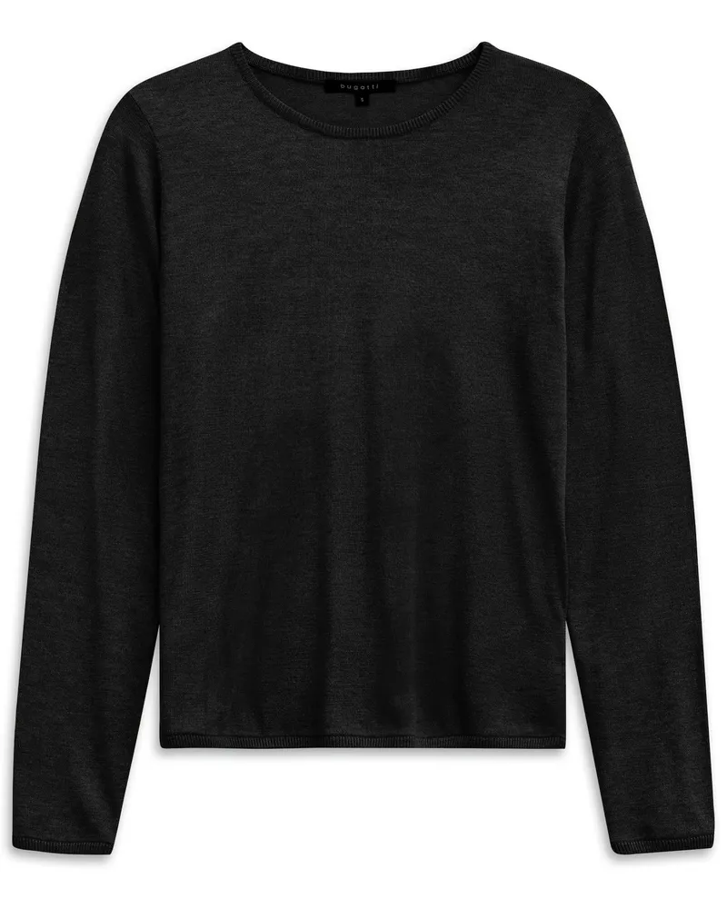 Bugatti Damen Pullover Rundhals aus einem Kaschmir-Mix Schwarz