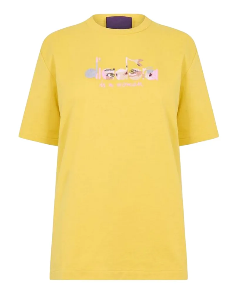 Diadora T-Shirt für Damen, Rundhalsausschnitt (Gelb Gelb