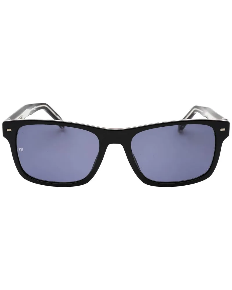 Tommy Hilfiger Herren Sonnenbrille mit blauen Gläsern (Schwarz Schwarz