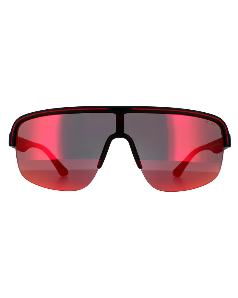 Police Semi Rimless Mens Matte Dark Grey Multilayer Red 90041091 Grau