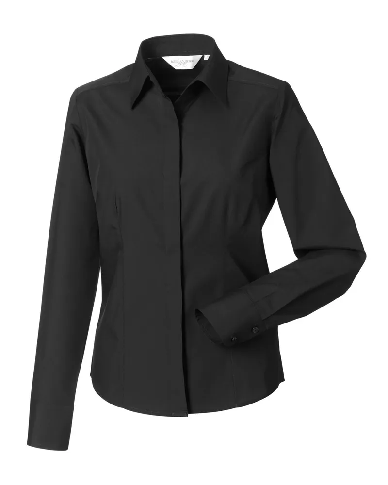 Russell Athletic Russell Collection - Hemd für Damen Langärmlig (Schwarz Schwarz