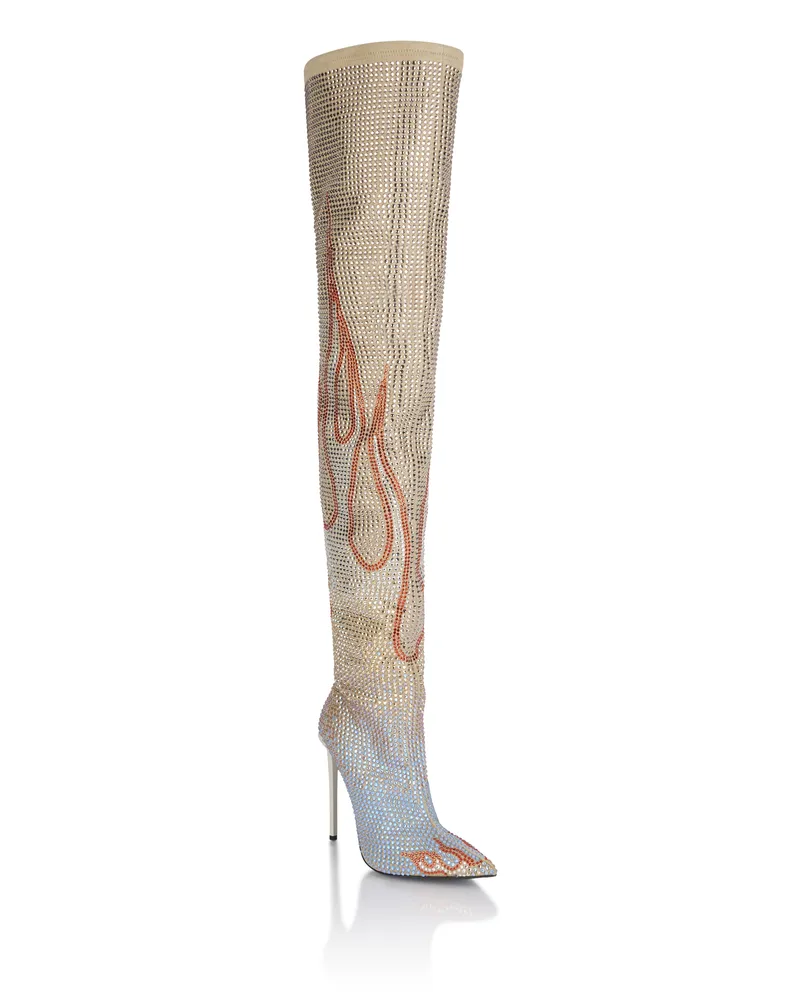 Philipp Plein Overknee-Stiefel Flame Beige