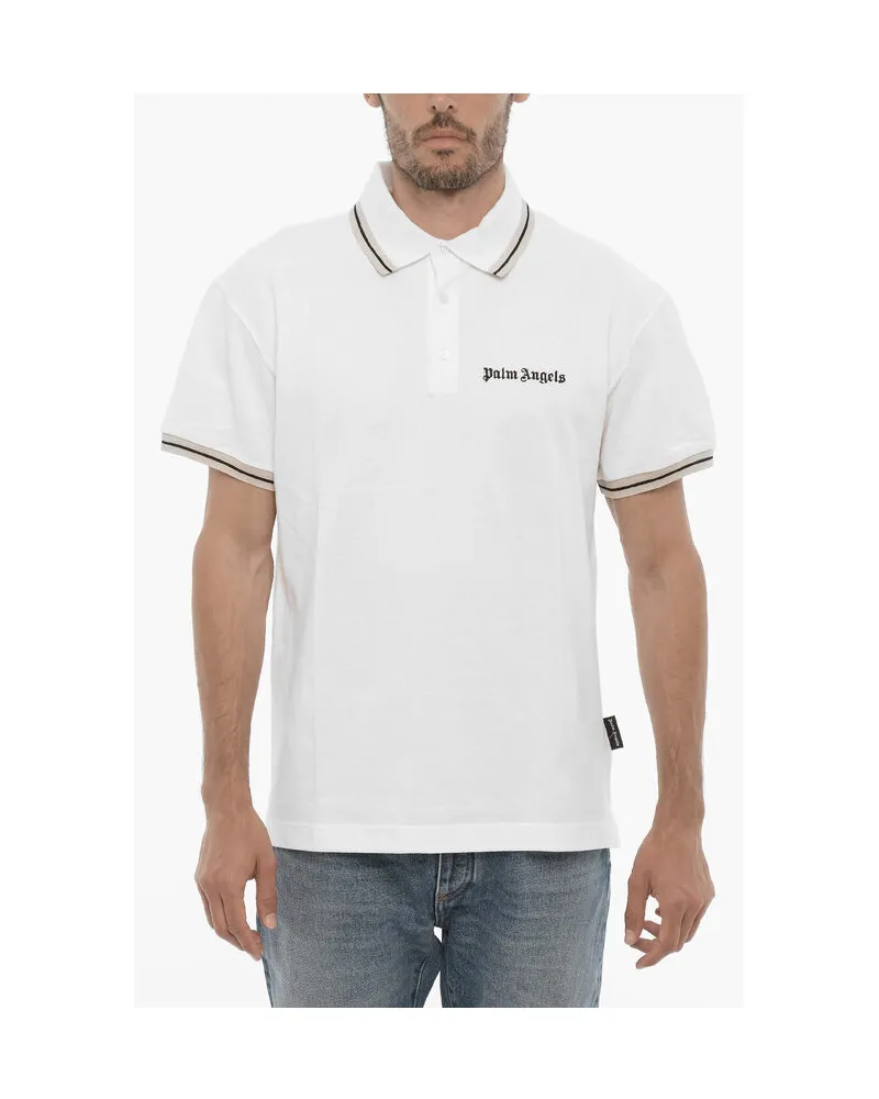 Palm Angels 3-Knopf-Poloshirt aus Piquet-Baumwolle in Weiß Weiß