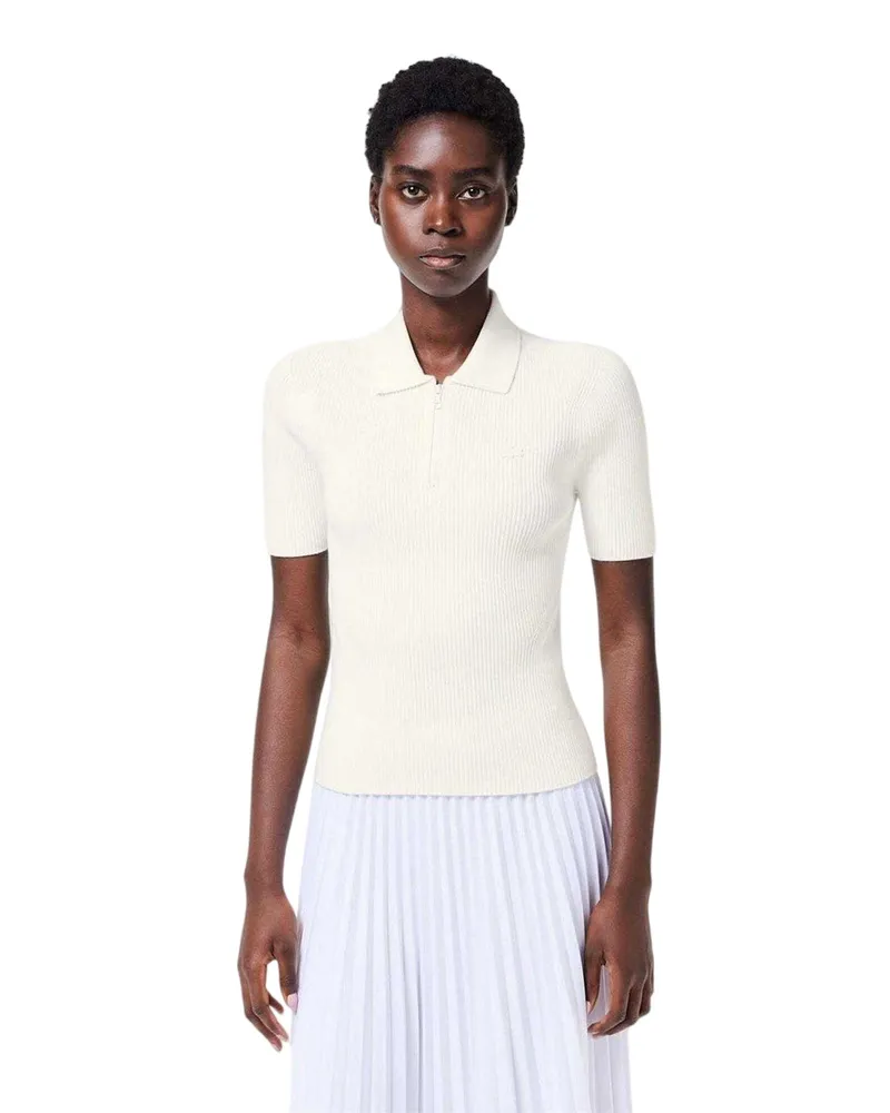 Lacoste Poloshirt für Damen, gerippt (Weiß Weiß