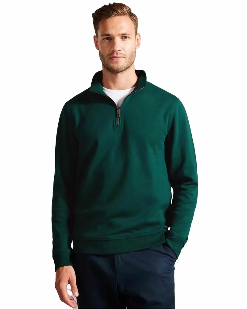 Ted Baker Mens Half Zip Trichter Hals Schweiß - Antram Dunkelgrün