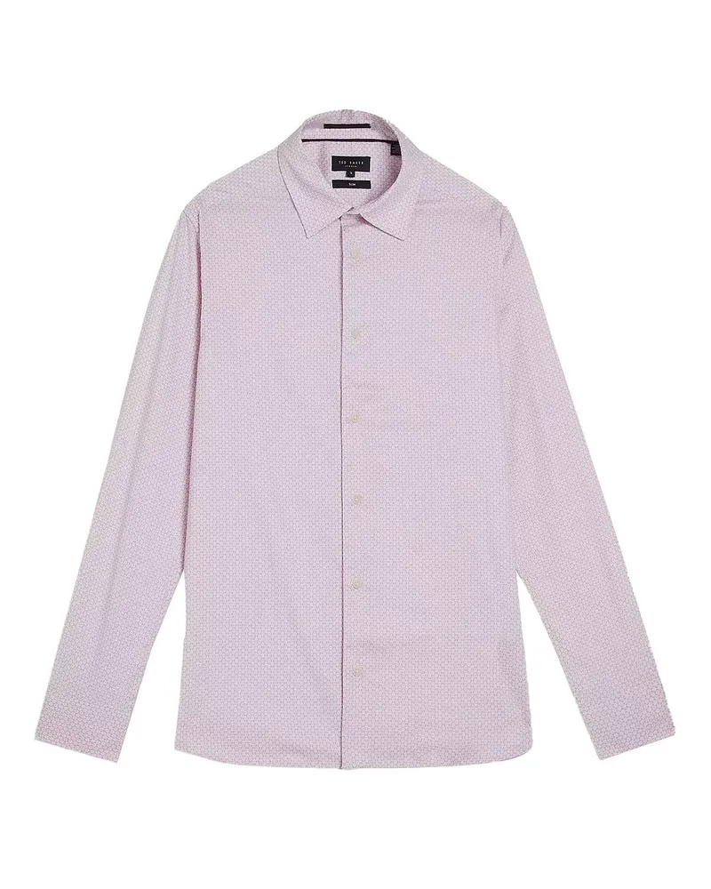 Ted Baker Faenza Herren Pink Geometrisches Hemd Rosa