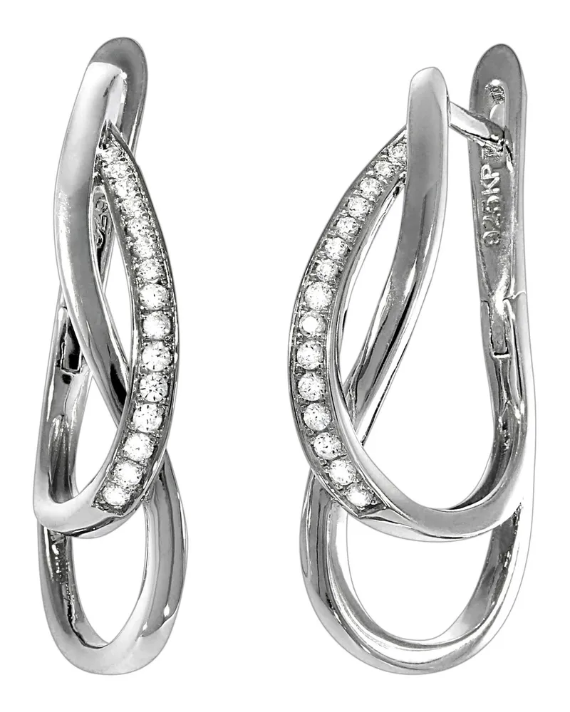Celesta Klappcreolen aus 925er Silber, rhodiniert, mit Zirkonia - Silber Silber
