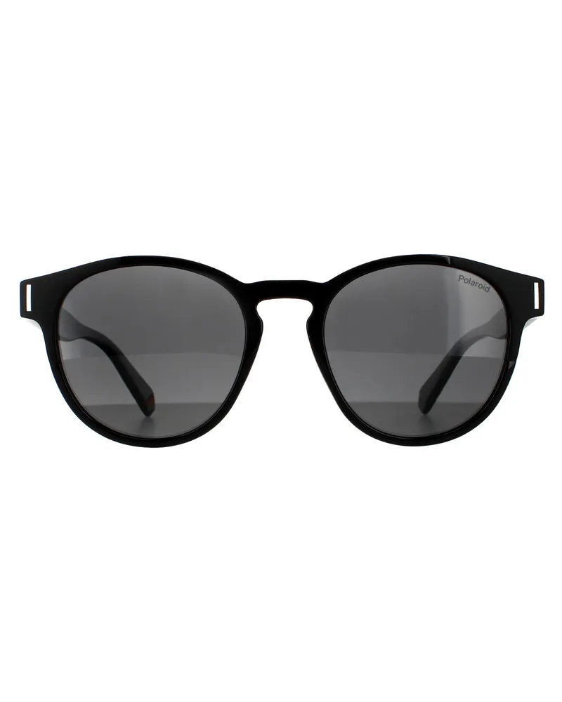 Polaroid Runde Unisex Schwarz Grau Polarisierte Sonnenbrille Schwarz