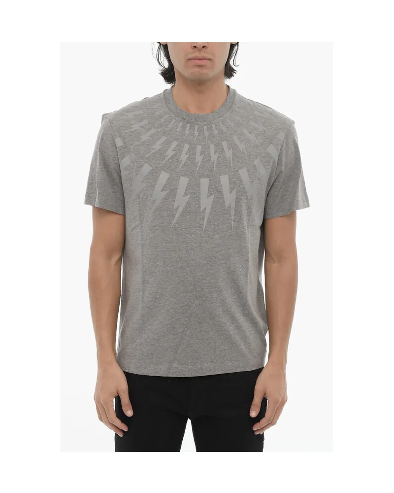 Neil Barrett Slim-Fit T-Shirt "FAIRISLE THUNDERBOLT" - Grau Grau