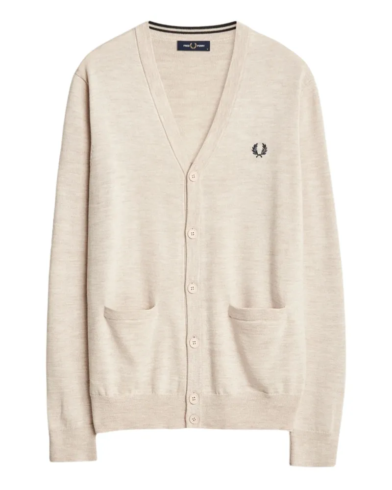 Fred Perry Porridge Marl klassischer Cardigan - Hellgrau Hellgrau