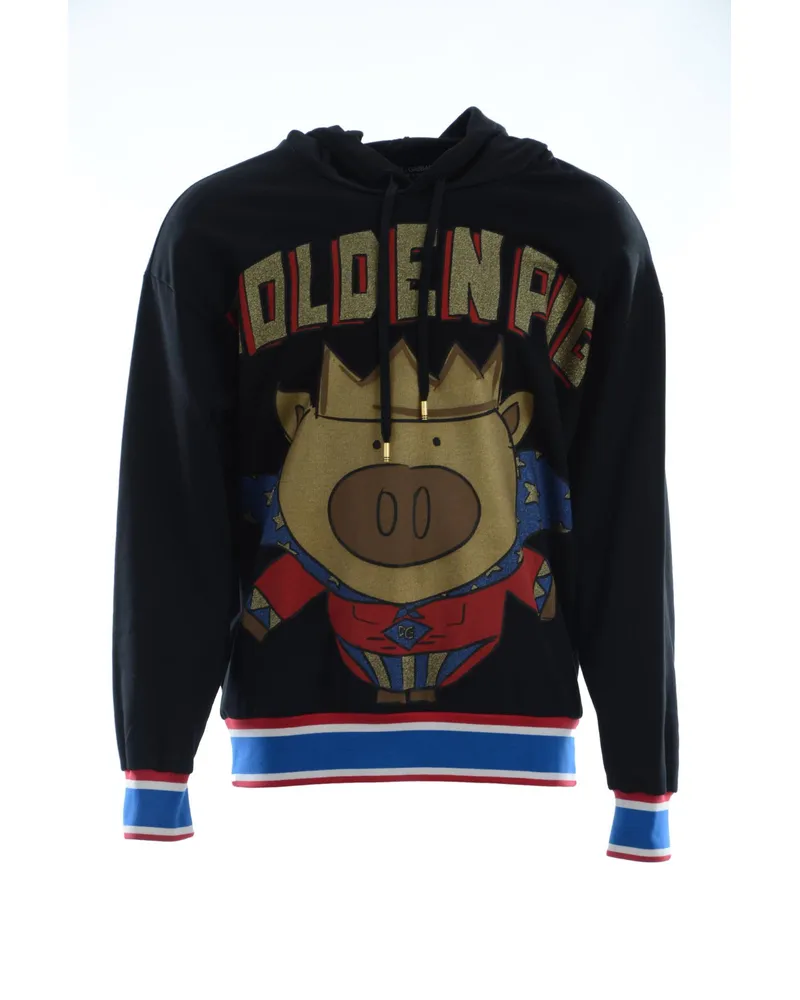 Dolce & Gabbana Men's Black Sweater Pig of the Year Hooded (Kapuzenpullover Schwarz