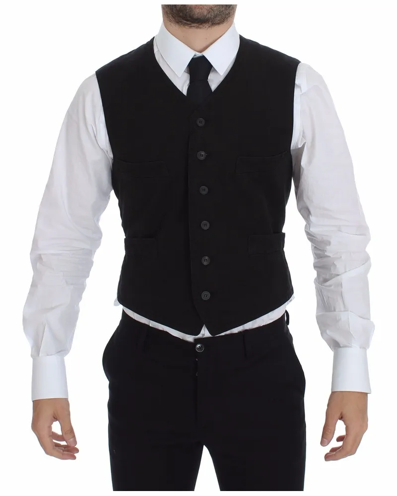 Dolce & Gabbana Schwarzes Baumwollweste im klassischen Stil Schwarz