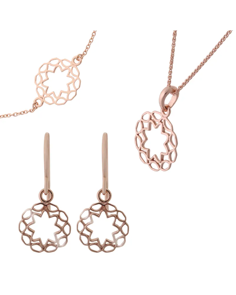Orphelia Jasmine' Damen-Set aus 925er Sterlingsilber: Armband + Ohrringe + Halskette - Rosé SET-7076/1 Rosé
