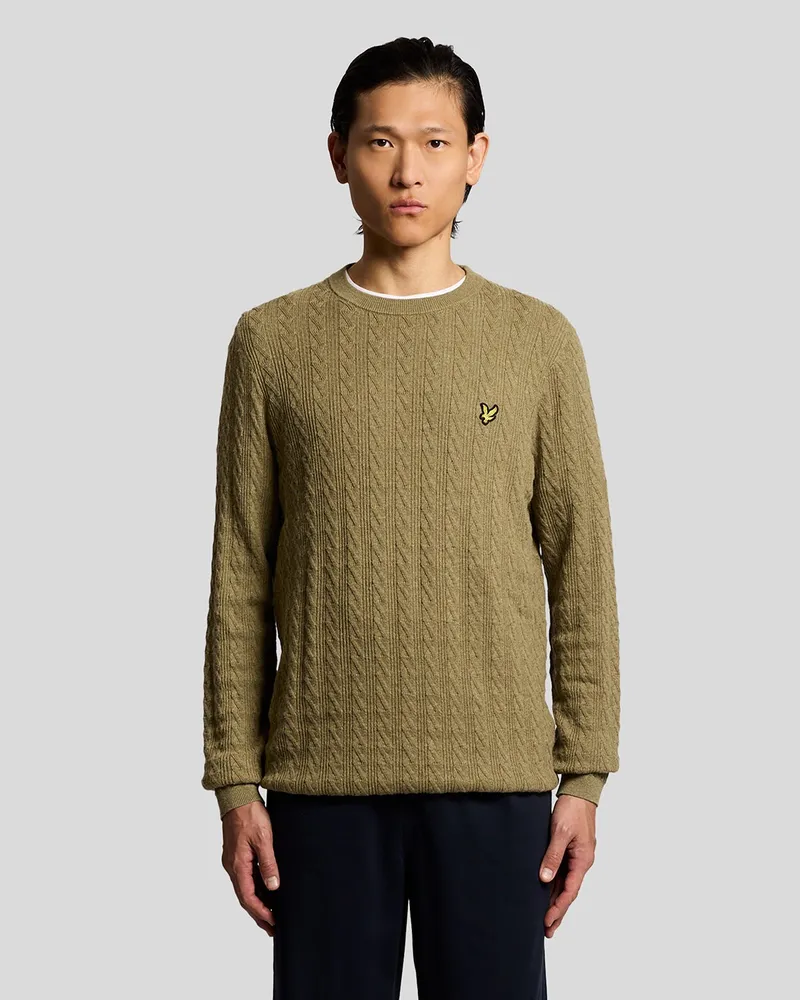 Lyle & Scott Leinenmischung Rippstrick Rundhals-Pullover Grün