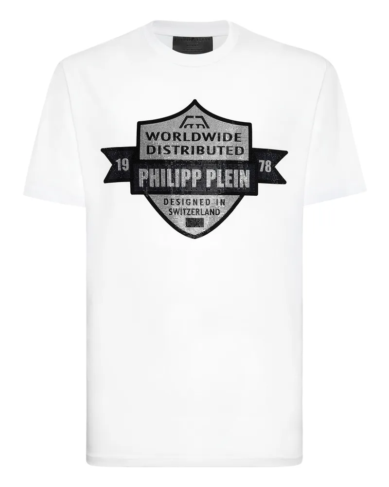 Philipp Plein T-Shirt Rundhalsausschnitt Ss Crest Weiß