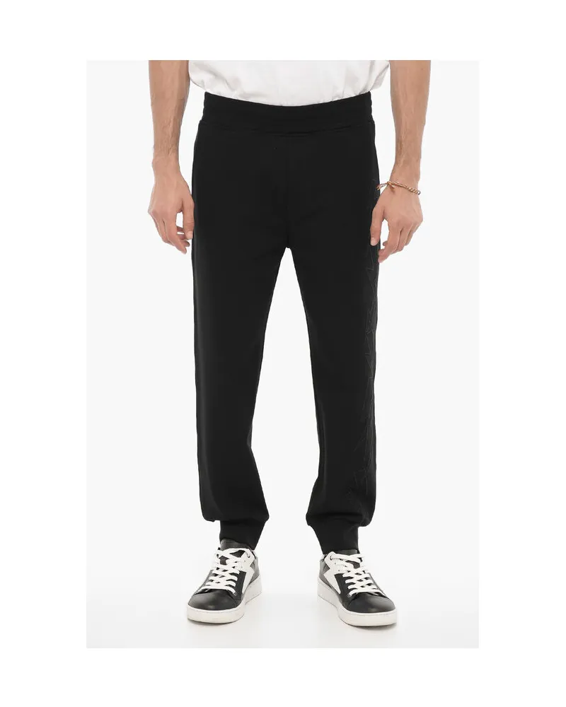 Neil Barrett Skinny Fit JUMBLED BOLTS Jogginghose mit Stickereien in Schwarz Schwarz