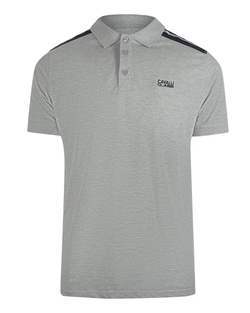 Roberto Cavalli Graues Poloshirt Mit Schulterverstärkung Grau