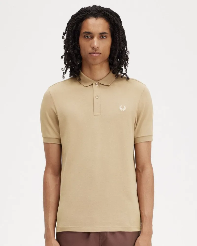 Fred Perry Herren Polohemd mit schlichter Signatur Steingrau
